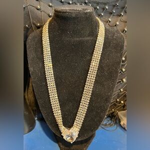 Swarovski 18” Large Crystal Necklace Pendant With  Crystal Stones All Around